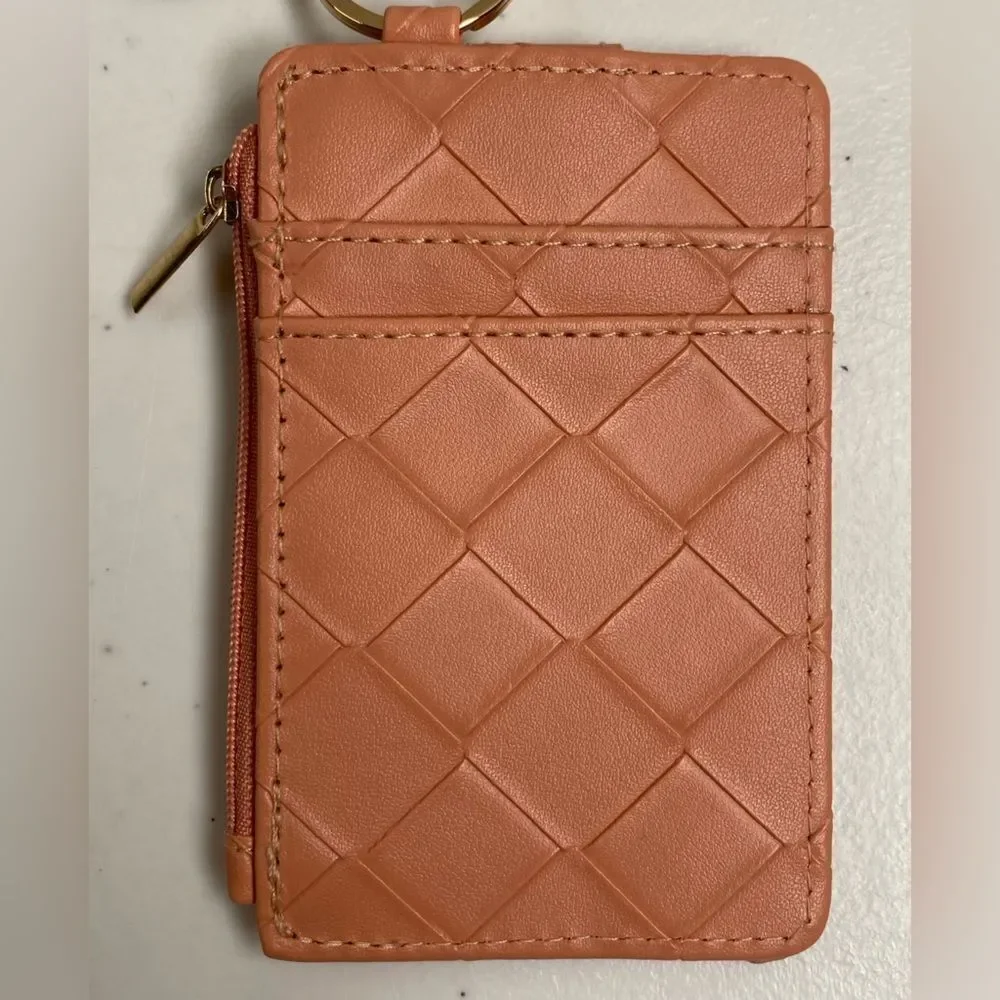 NWT The Darling Effect Woven Keychain Wallet Card Holder - Rose Color